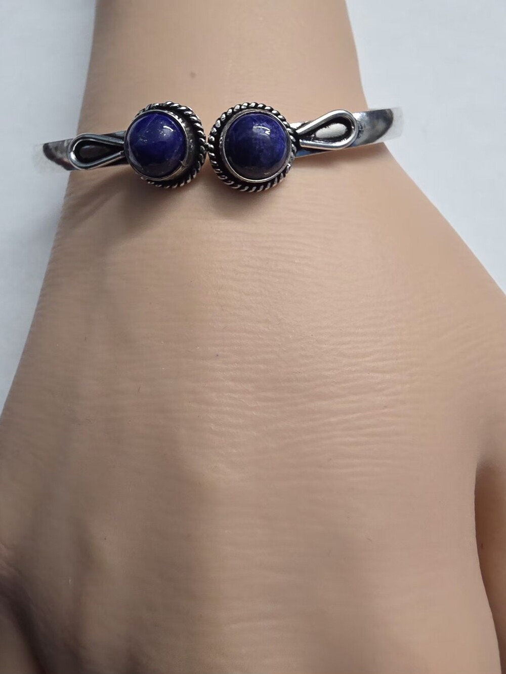 Sterling Silver Lapis Cuff Bracelet - Deep Blue